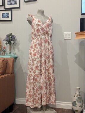 New Torrid Maxi Ruffle-Sleeve Dress Tan & Ivory Paisley Ethereal Sz 3x or 4x
